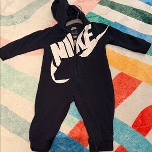 Nike Kids Dark Blue Hooded Zip-up Jumpsuit EUC Sz 12M